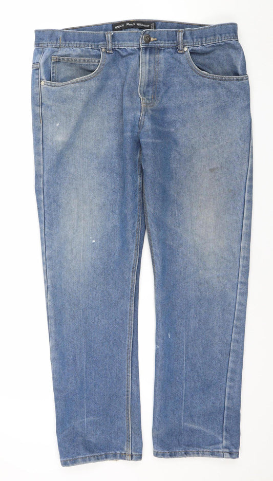 Mens UK Size L Denim Co. Regular Fit Straight Blue Jeans