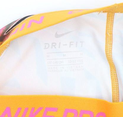 Nike Girls Multicoloured Tropical Dri-FIT Cropped Activewear Leggings M 10-12 Years