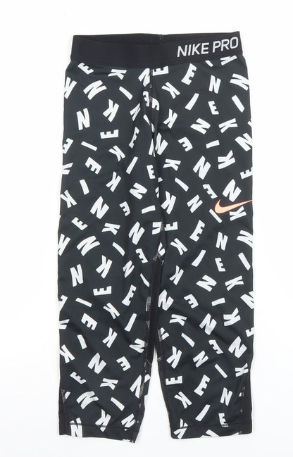 Nike Pro Dri-FIT Black Leggings Women L Capri Athletic Stretch