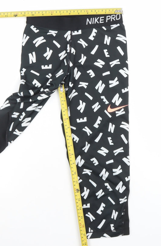 Nike Pro Dri-FIT Black Leggings Women L Capri Athletic Stretch