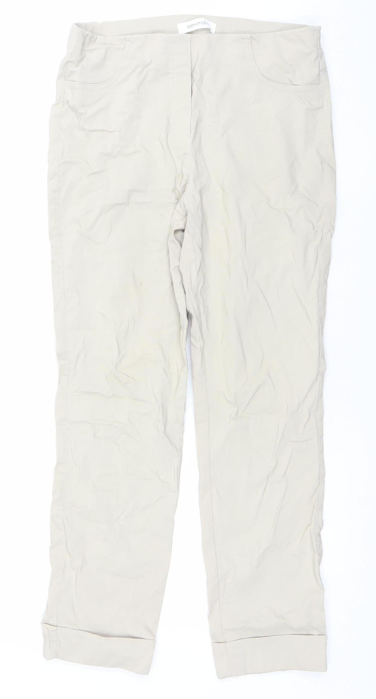 Womens UK Size 10 Stehmann Slim Fit Chino Beige Trousers