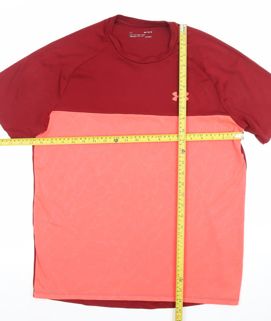 Under Armour Men's Red Colourblock HeatGear T-Shirt Size M
