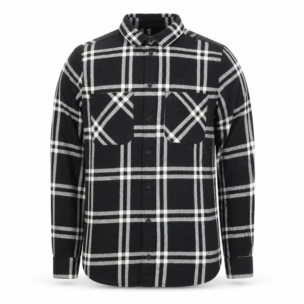 Brave Soul Men's Black Check Long Sleeve Cotton Flannel Shirt S