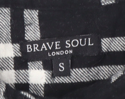 Brave Soul Men's Black Check Long Sleeve Cotton Flannel Shirt S