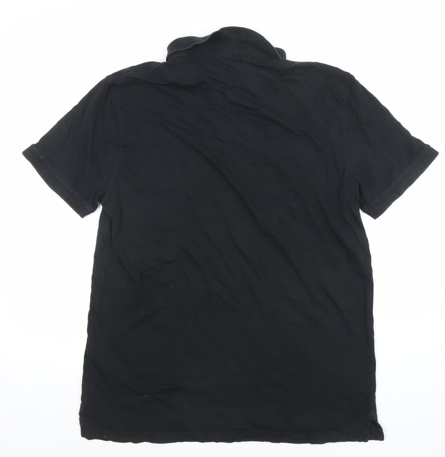 AllSaints Men’s Black Slim Fit Cotton Polo Shirt Size L