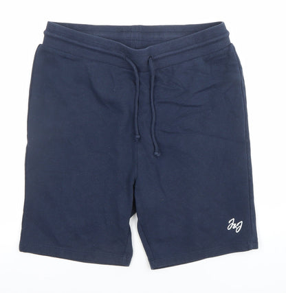 Jack & Jones Men's Blue Sweat Shorts M Elastic Waist Casual