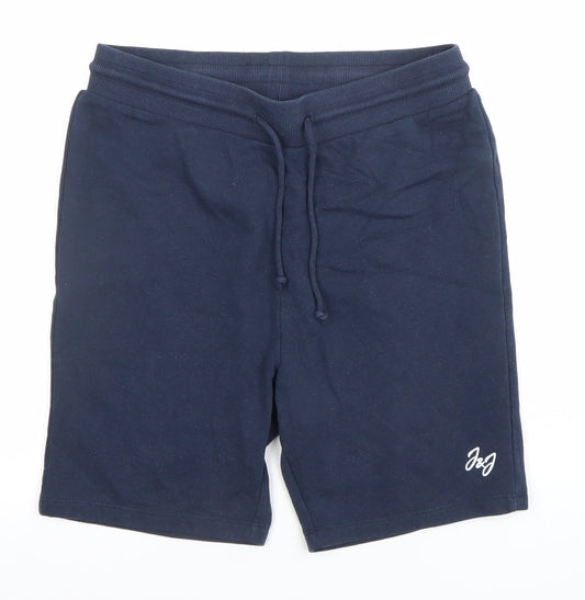 Jack & Jones Men's Blue Sweat Shorts M Elastic Waist Casual