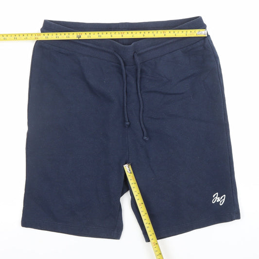Jack & Jones Men's Blue Sweat Shorts M Elastic Waist Casual