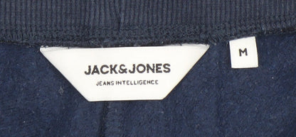 Jack & Jones Men's Blue Sweat Shorts M Elastic Waist Casual