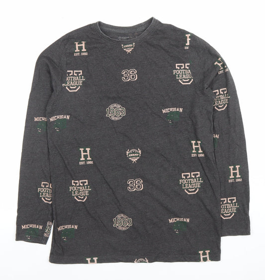 Primark Girls Dark Grey Long Sleeve Football League Graphic T-Shirt 13-14 Years