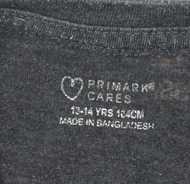 Primark Girls Dark Grey Long Sleeve Football League Graphic T-Shirt 13-14 Years