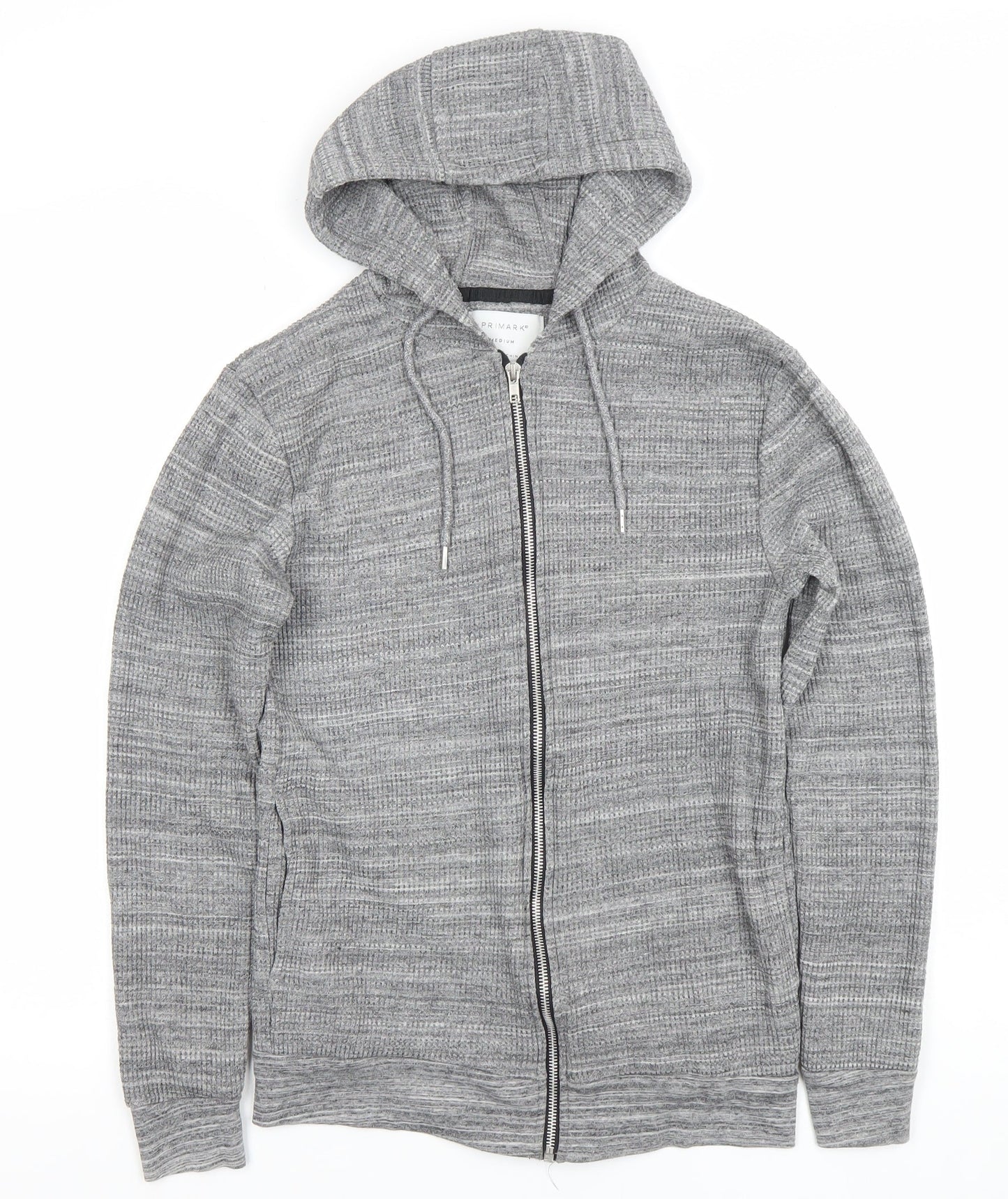 Primark Men's Grey Full Zip Knit Hoodie Medium