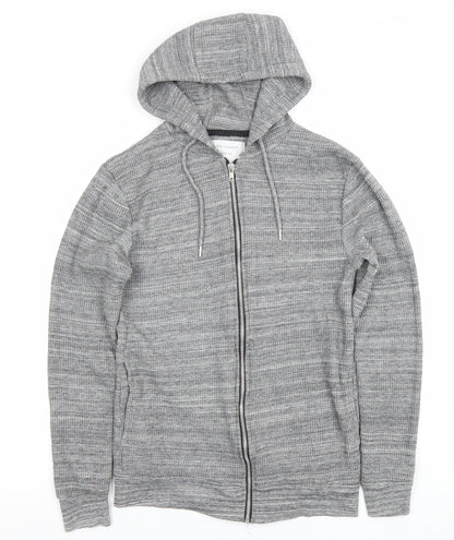 Primark Men's Grey Full Zip Knit Hoodie Medium