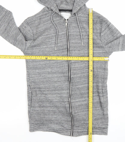 Primark Men's Grey Full Zip Knit Hoodie Medium