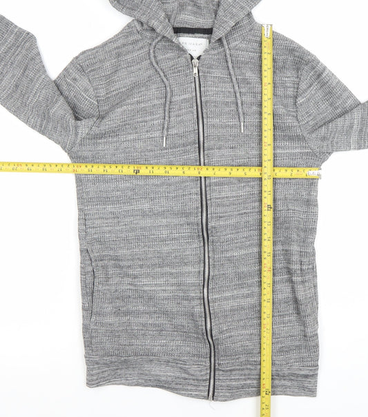 Primark Men's Grey Full Zip Knit Hoodie Medium