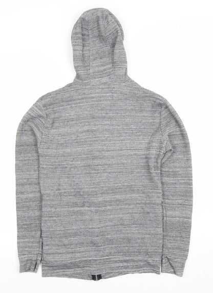 Primark Men's Grey Full Zip Knit Hoodie Medium