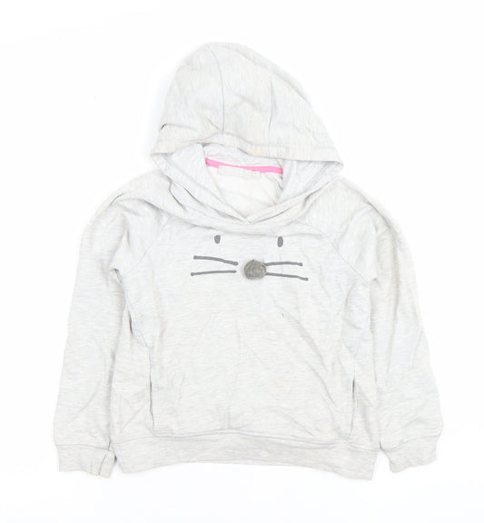 Girls UK Size 7-8 Years Mintie by Mini Melini Grey Pullover Hoodie