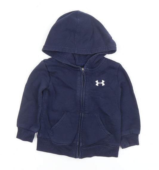 Under Armour Unisex Baby Navy Blue 12-18 Months Hooded Full Zip Jacket