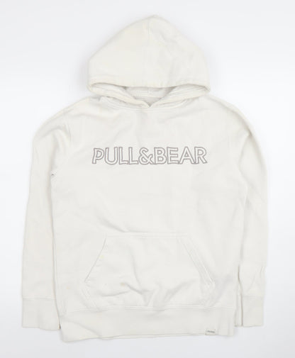 Womens UK Size S Pull & Bear White Pullover Hoodie