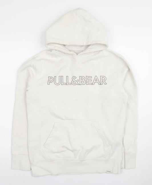 Womens UK Size S Pull & Bear White Pullover Hoodie
