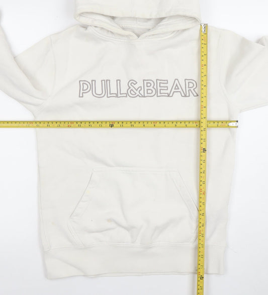 Womens UK Size S Pull & Bear White Pullover Hoodie