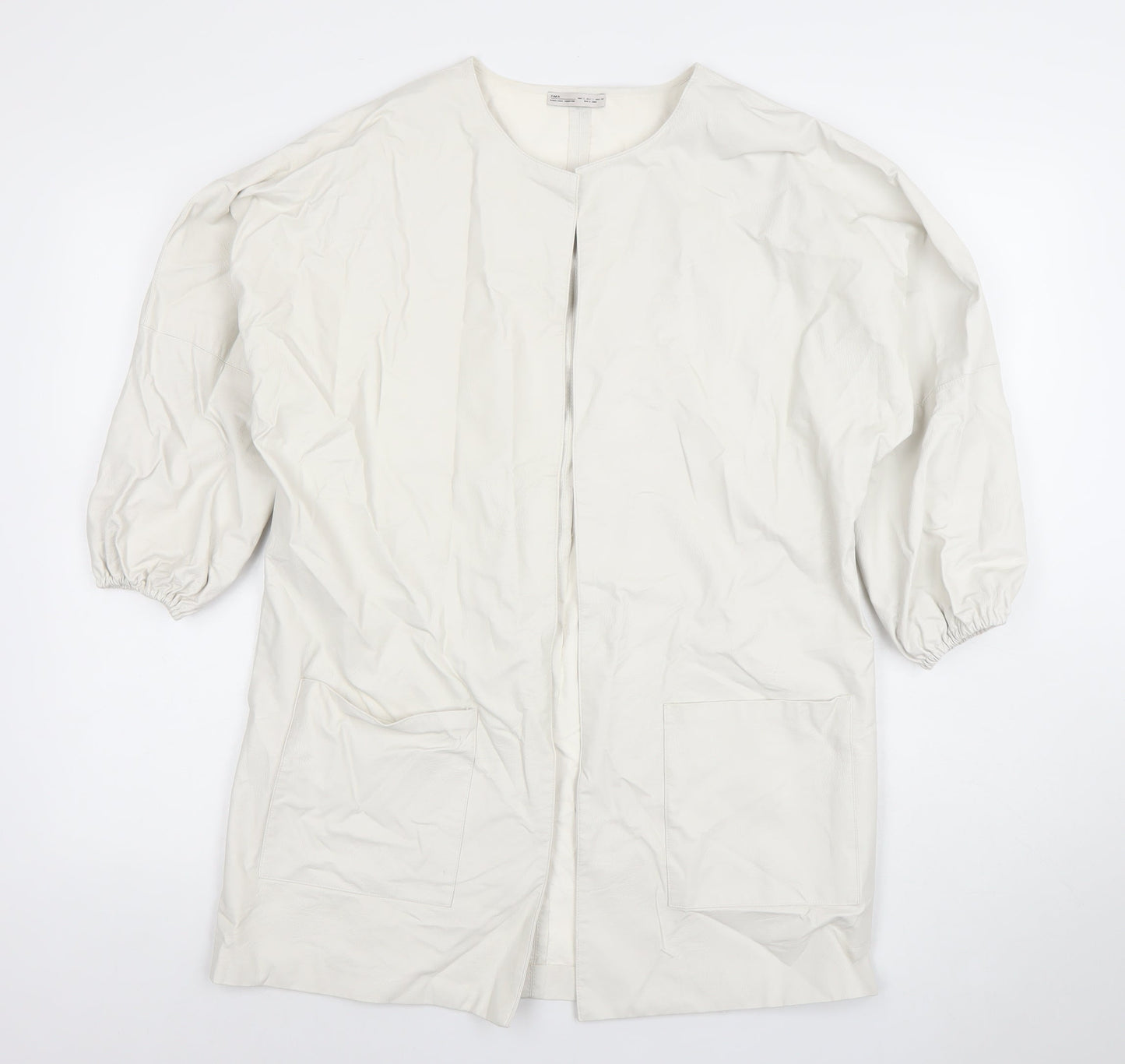 Womens UK Size S Zara White Overcoat