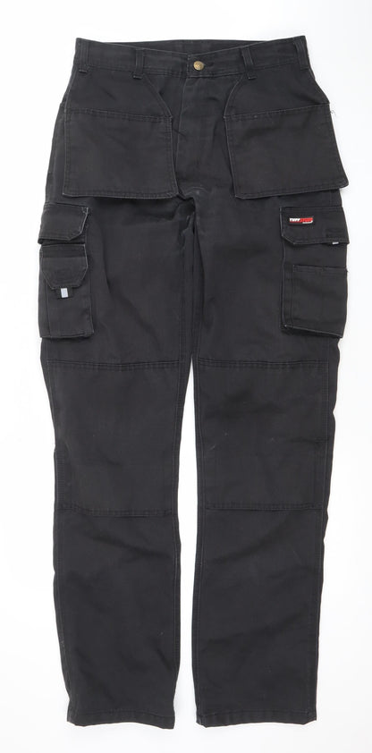 TuffStuff Black Mens Cargo Workwear Trousers 32W 35L Polyester Cotton