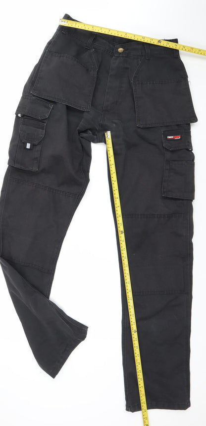 TuffStuff Black Mens Cargo Workwear Trousers 32W 35L Polyester Cotton