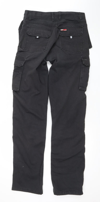 TuffStuff Black Mens Cargo Workwear Trousers 32W 35L Polyester Cotton