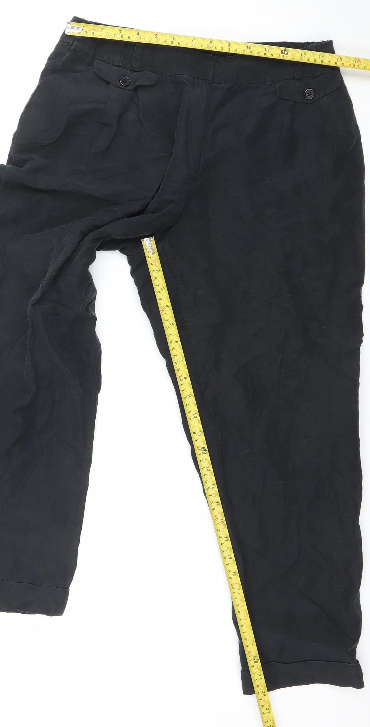 Jaeger Women's Black Size 16 Pleated Lined Trousers