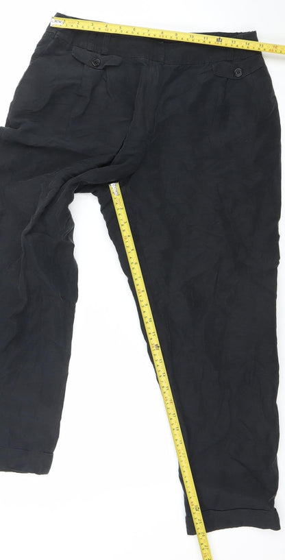 Jaeger Women's Black Size 16 Pleated Lined Trousers