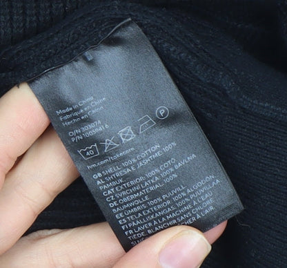 H&M Men’s Black Slim Fit 1/2 Zip Cotton Jumper Size M