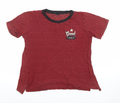 Womens UK Size L Stradivarius Red Basic T-Shirt