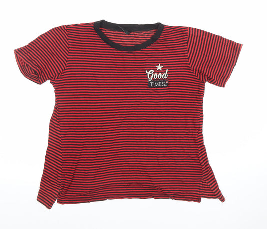 Womens UK Size L Stradivarius Red Basic T-Shirt