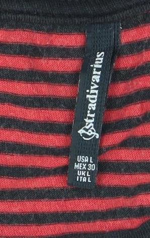 Womens UK Size L Stradivarius Red Basic T-Shirt