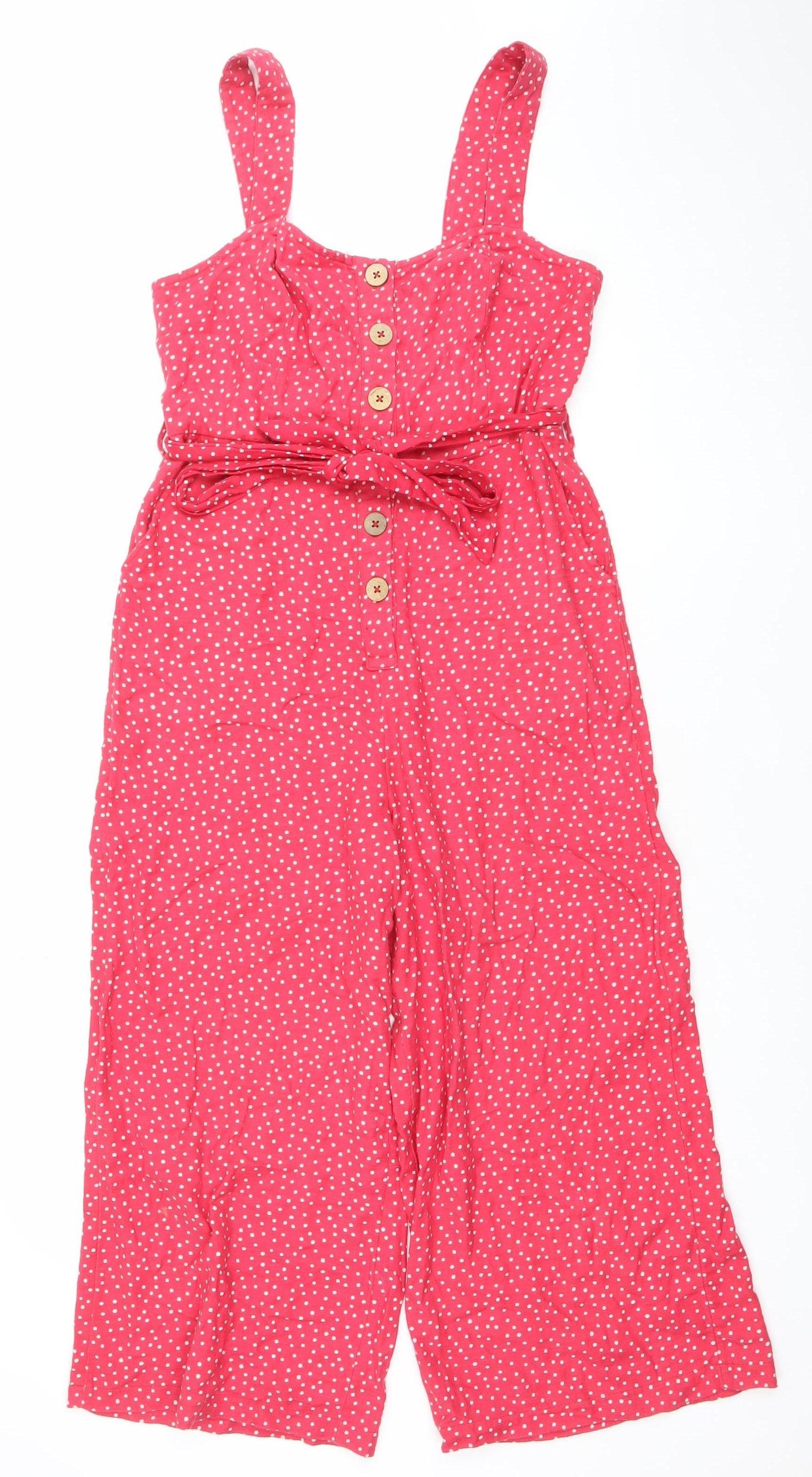 New Look Women's Red Polka Dot Sleeveless Jumpsuit Size 8
