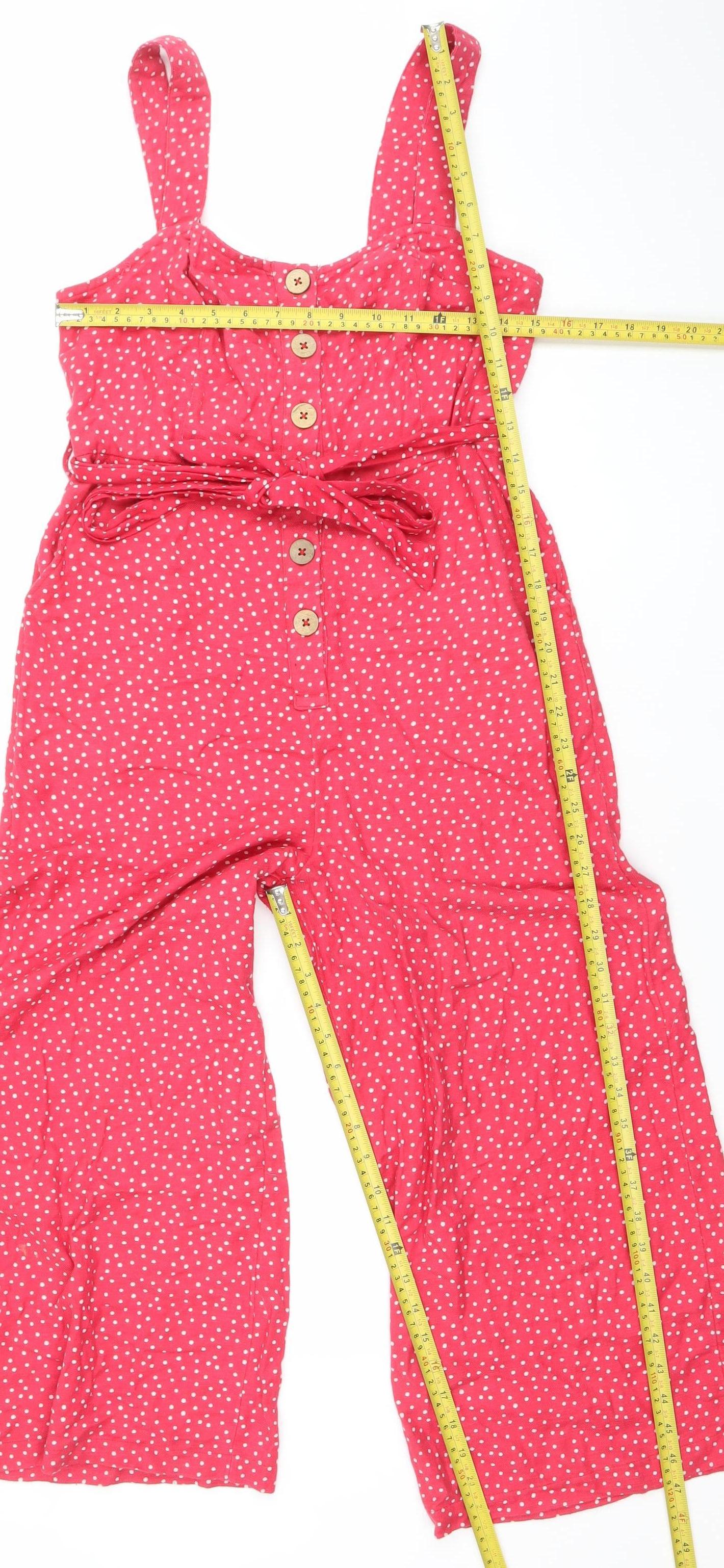 New Look Women's Red Polka Dot Sleeveless Jumpsuit Size 8