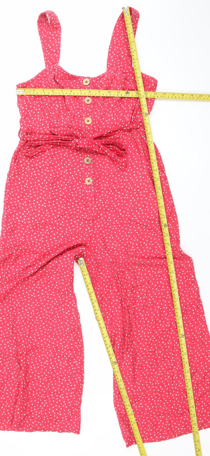 New Look Women's Red Polka Dot Sleeveless Jumpsuit Size 8