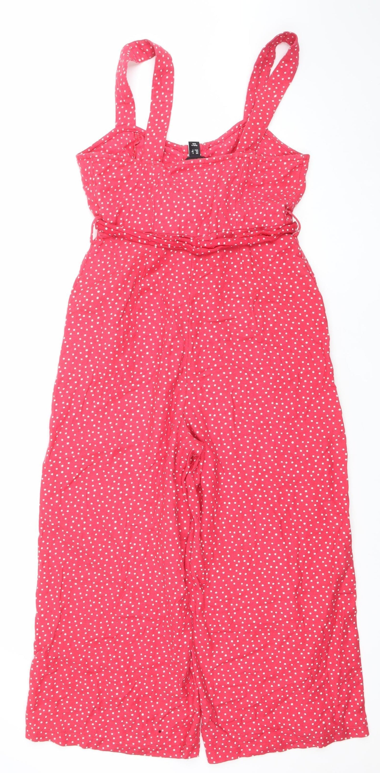 New Look Women's Red Polka Dot Sleeveless Jumpsuit Size 8