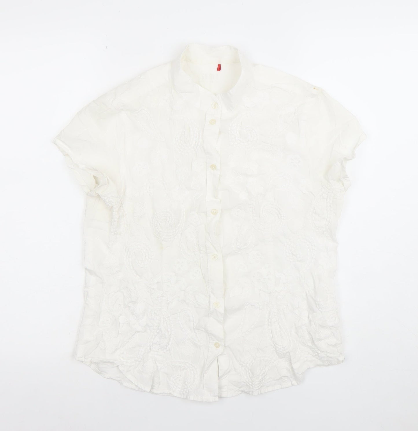 Esprit Women’s White Embroidered Cotton Button-Up Shirt Size 14