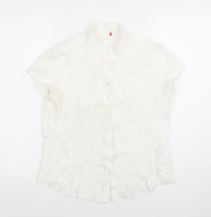Esprit Women’s White Embroidered Cotton Button-Up Shirt Size 14