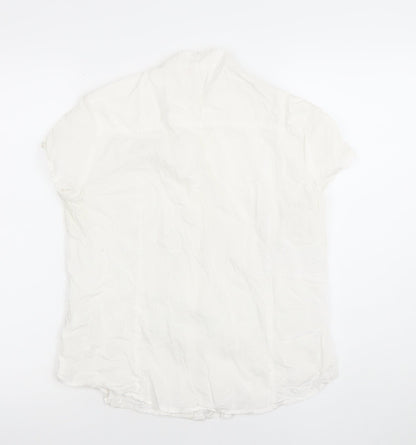 Esprit Women’s White Embroidered Cotton Button-Up Shirt Size 14