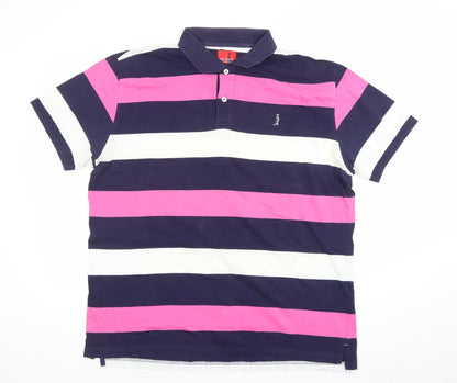 6th Sense Men's Multicoloured Striped Cotton Polo Shirt XXL