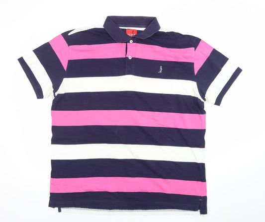 6th Sense Men's Multicoloured Striped Cotton Polo Shirt XXL