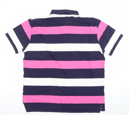 6th Sense Men's Multicoloured Striped Cotton Polo Shirt XXL