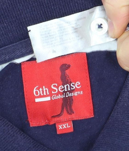 6th Sense Men's Multicoloured Striped Cotton Polo Shirt XXL