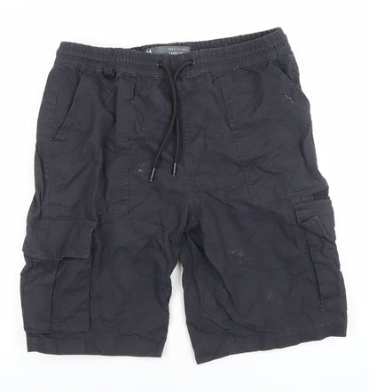 Denim Co. Mens Black Cargo Shorts M Relaxed Fit Cotton Blend