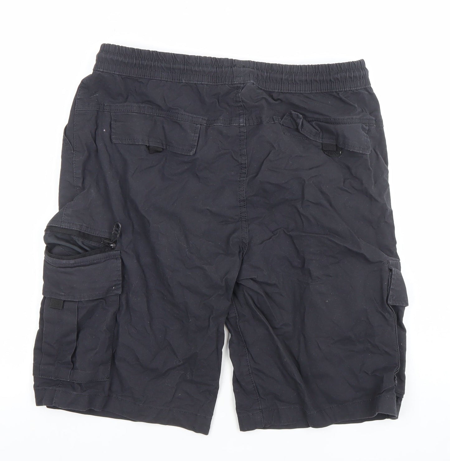 Denim Co. Mens Black Cargo Shorts M Relaxed Fit Cotton Blend