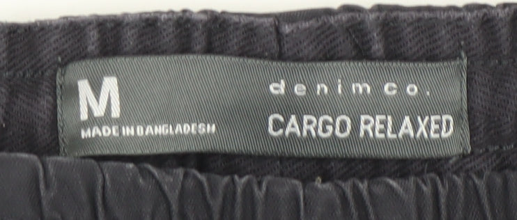Denim Co. Mens Black Cargo Shorts M Relaxed Fit Cotton Blend