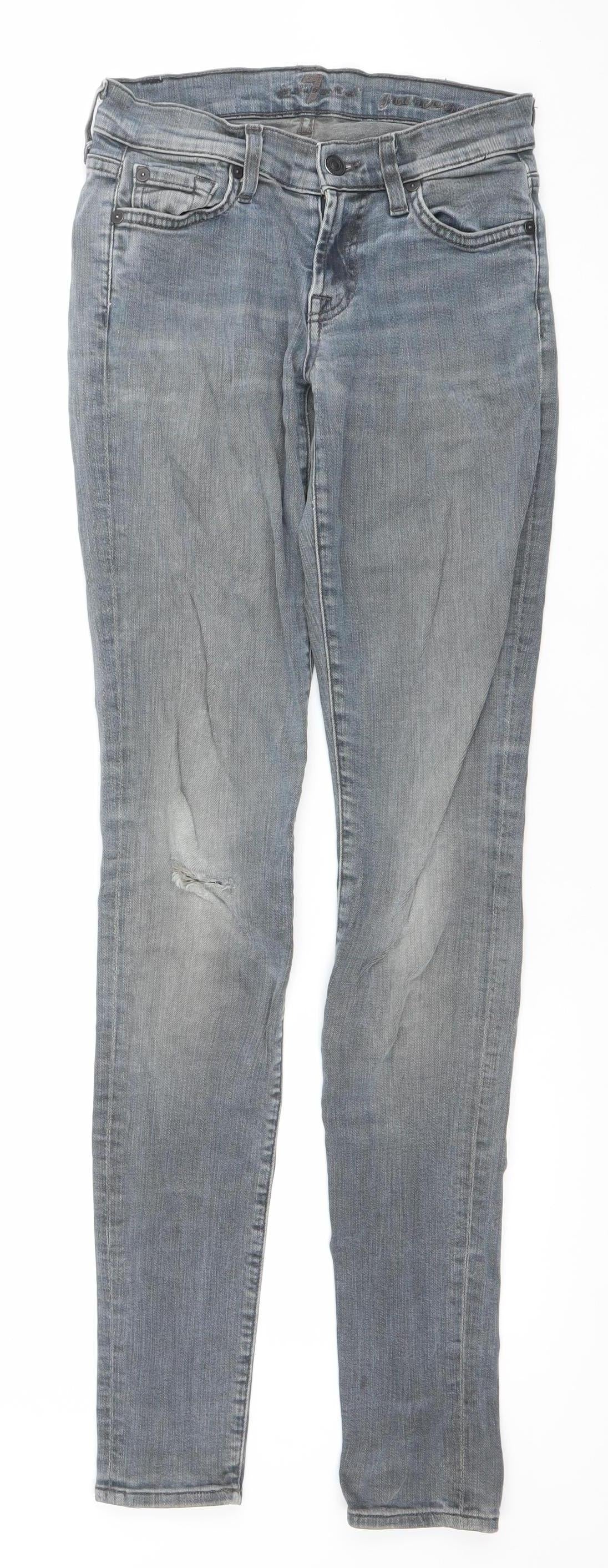 Womens UK Size 24 7 For All Mankind Slim Fit Skinny Blue Jeans